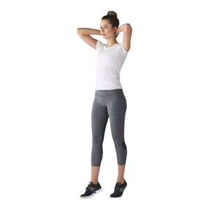 LULULEMON Size 6 Pace Rival Crop Heathered Black Deep Coal Boom Juice,  EUC